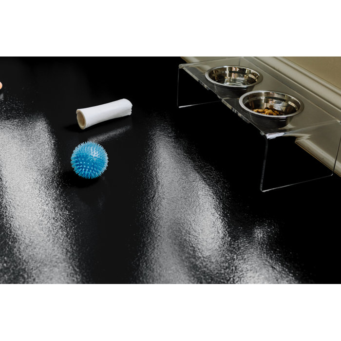 GFloor Ceramic Texture Vinyl Pet Floor Protector 5 ft. W x 10 ft. L Midnight Black Color